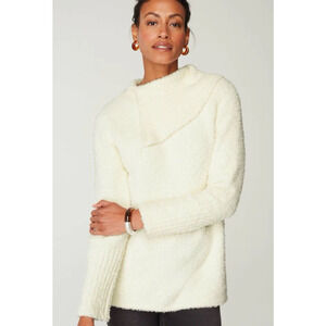 J JILL PureJill Soft Cozy High-Neck Sweater Large Pet. Cream Minimalist Neutral